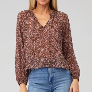 MINKPINK Floral Blouse - Pink and Brown
